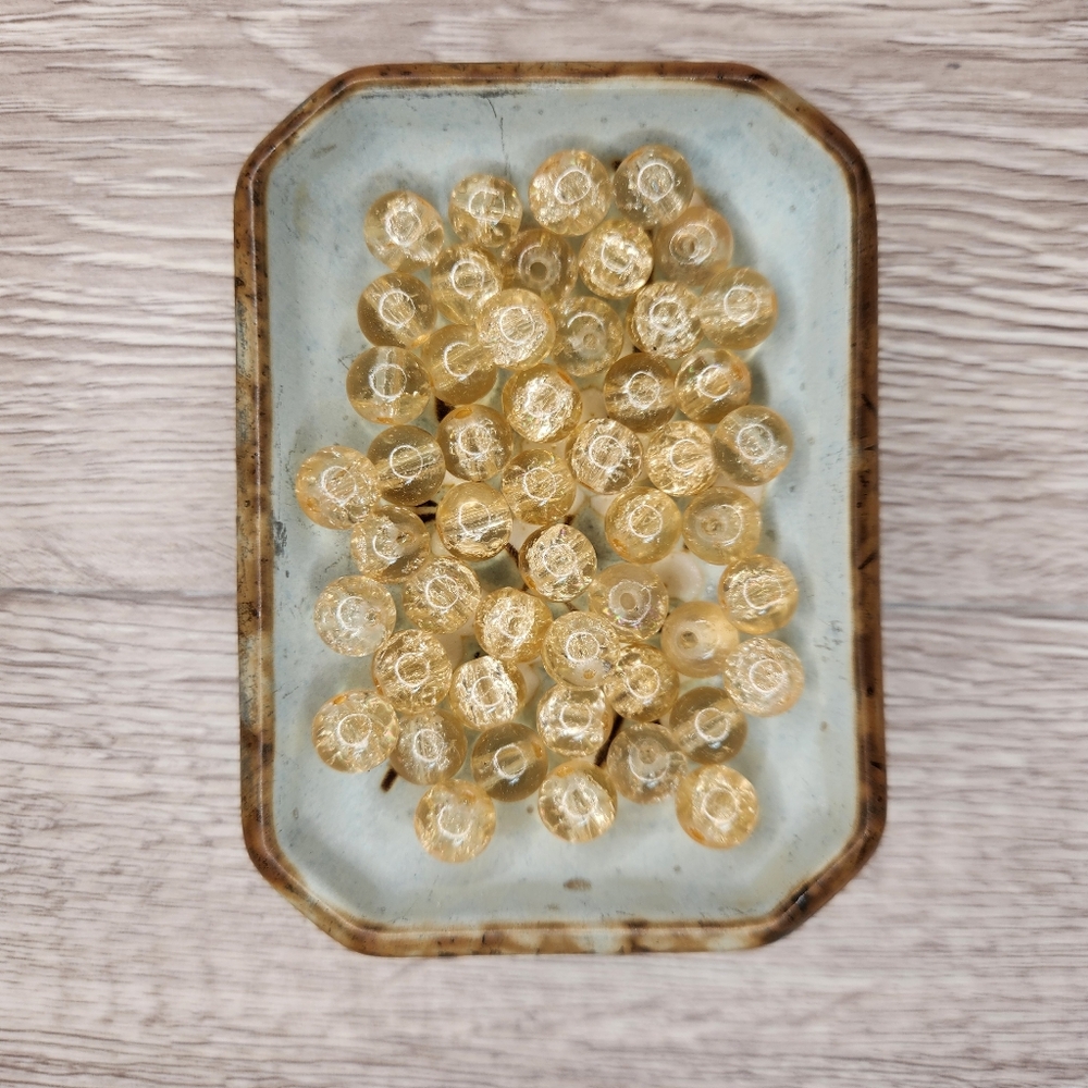 8mm Crackle Glass Beads 50 Count Golden Honey #109